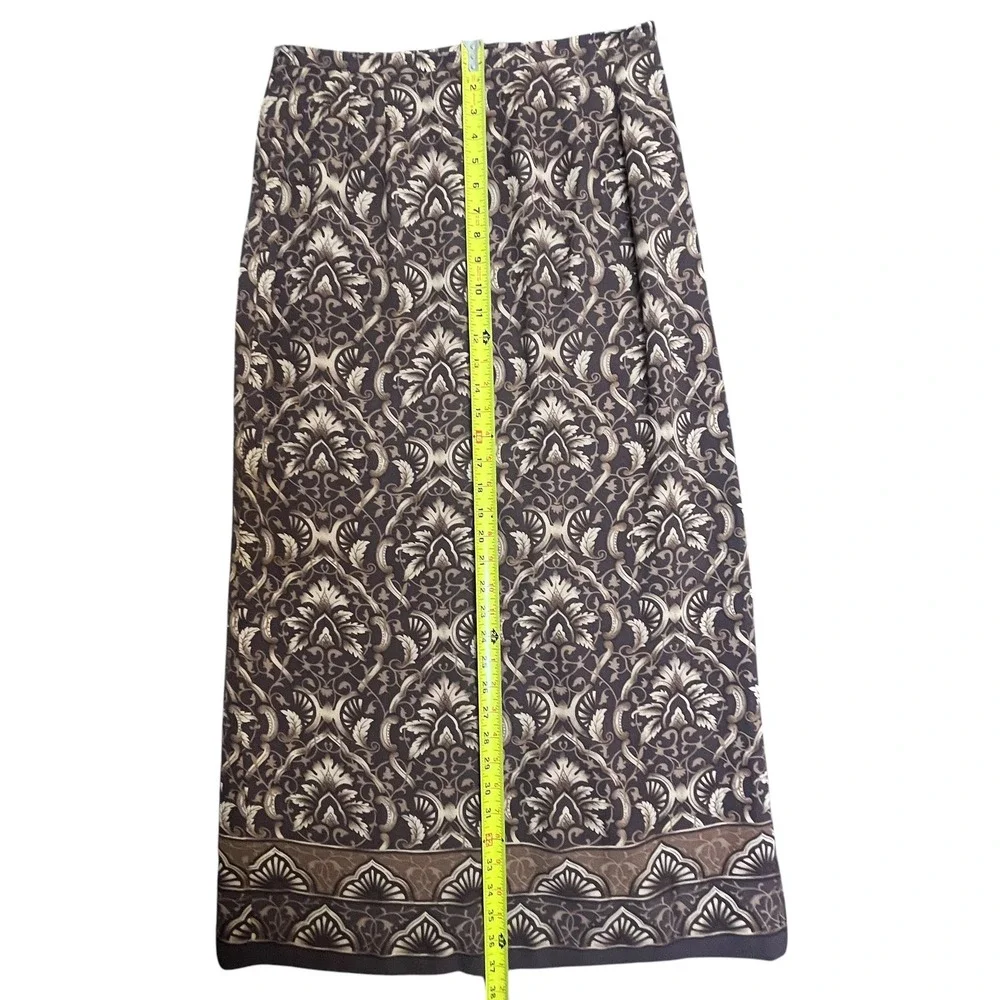 Talbots Silk Maxi Skirt 12 Brown Damask Baroque Regencycore VTG 90s Old Money